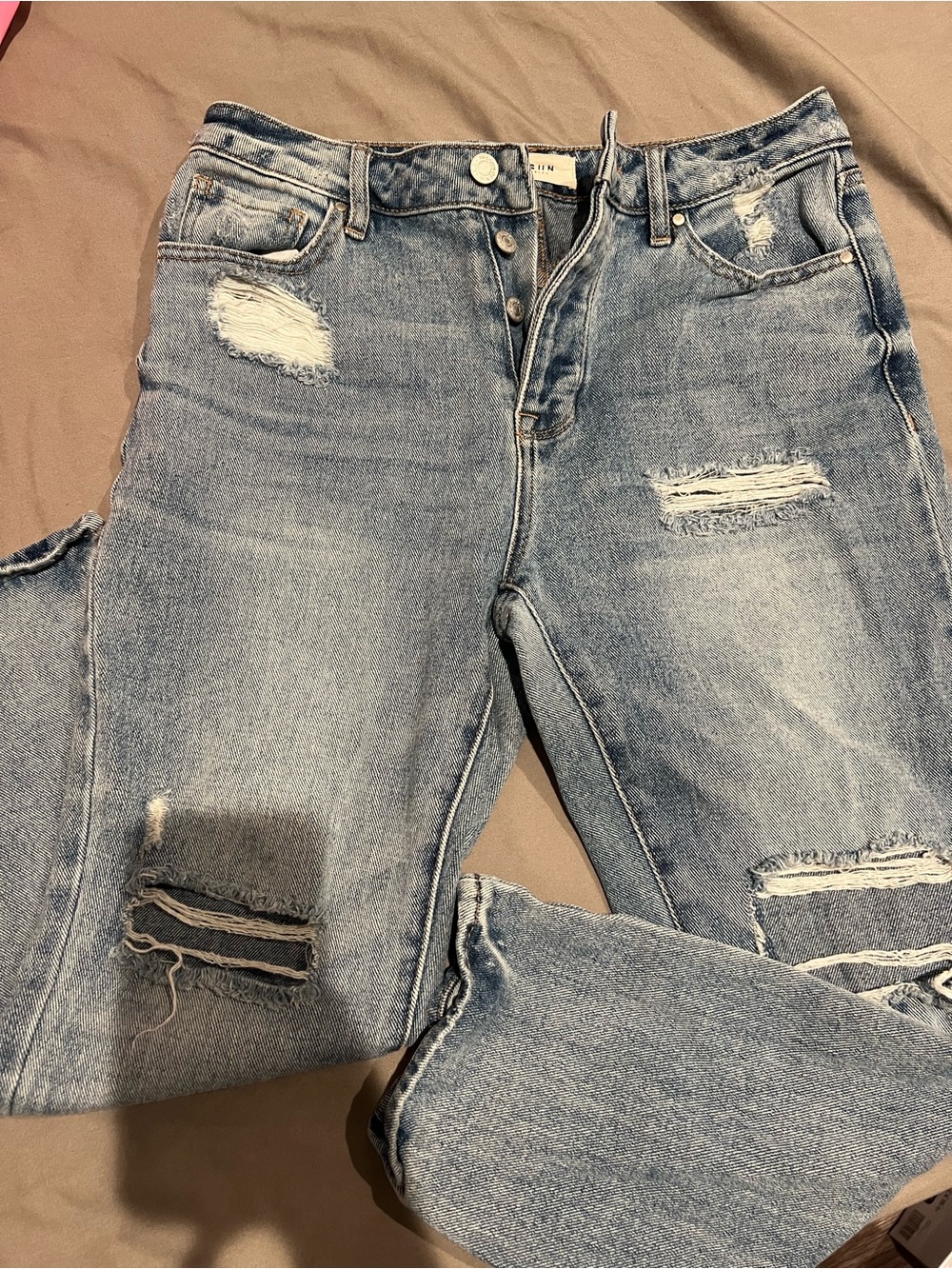 Pacsun High-Rise Distressed Women's Light Blue Jeans